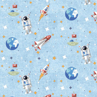 IN THE SPACE PAT. 2 (SPACE EXPEDITION) / ACID WASH LIGHT BLUE - Cotton woven fabric