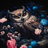 GOTHIC OWL - Paneel (60cm x 50cm)- Single Jersey mit Elastan ITY