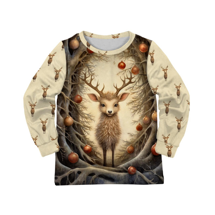 DĚTSKÉ PYŽAMO "MIKI" - VINTAGE CHRISTMAS REINDEER VZ. 1 - Sada šití (98/104)