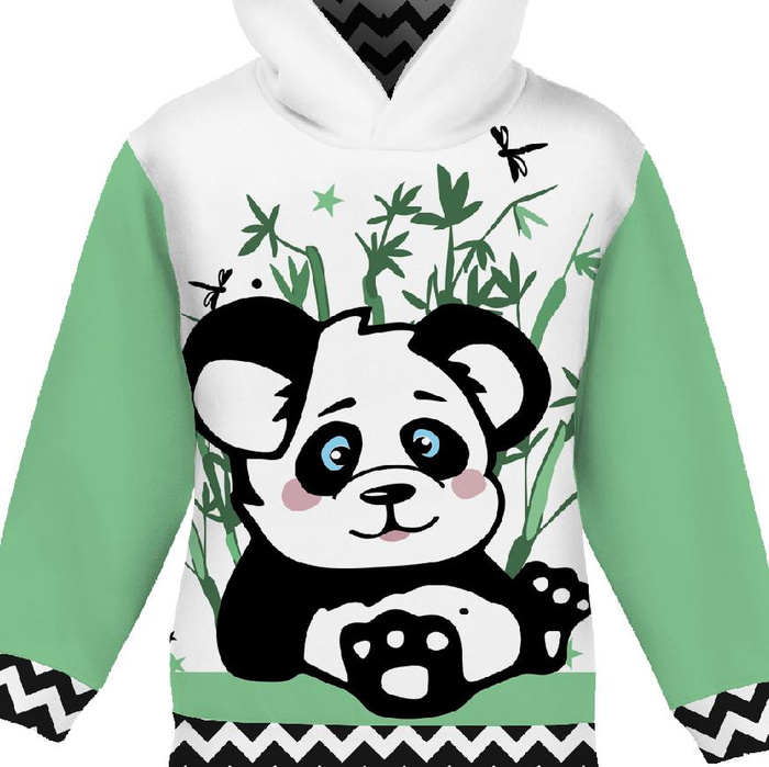 KID'S HOODIE (ALEX) - PANDA AMELIE - looped knit fabric (134/140)