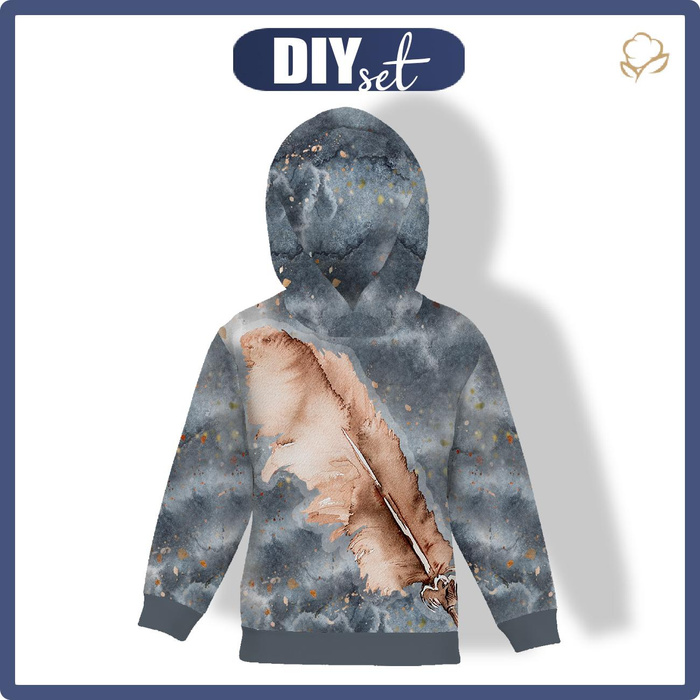 KID'S HOODIE - FEATHER - looped knit fabric (110/116)