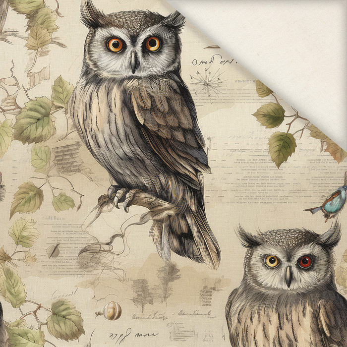 PASTEL BIRDS WZ. 4 (OWLS) - Linen 100%