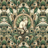 ART NOUVEAU CATS & FLOWERS M. 1 - Paneel (60cm x 50cm) Wintersweat angeraut mit Elastan ITY