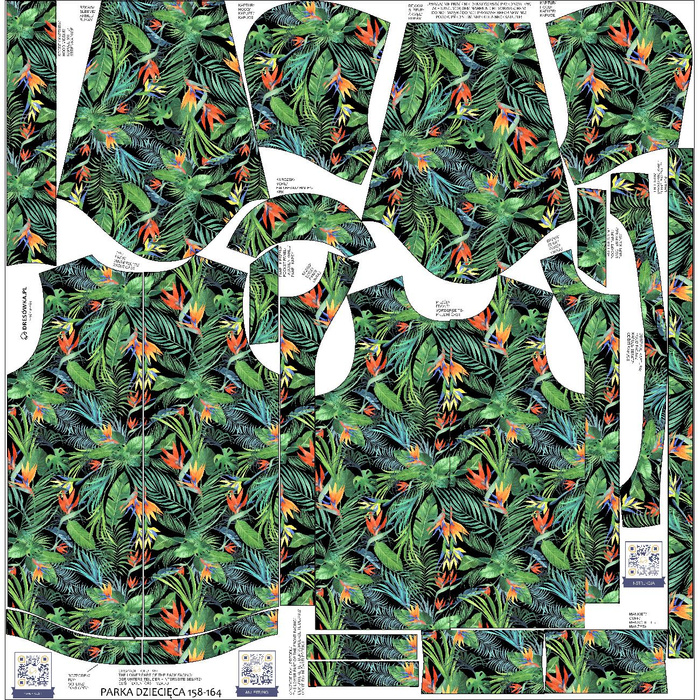 KIDS PARKA (ARIEL) - PARADISE JUNGLE / black - softshell (98/104)