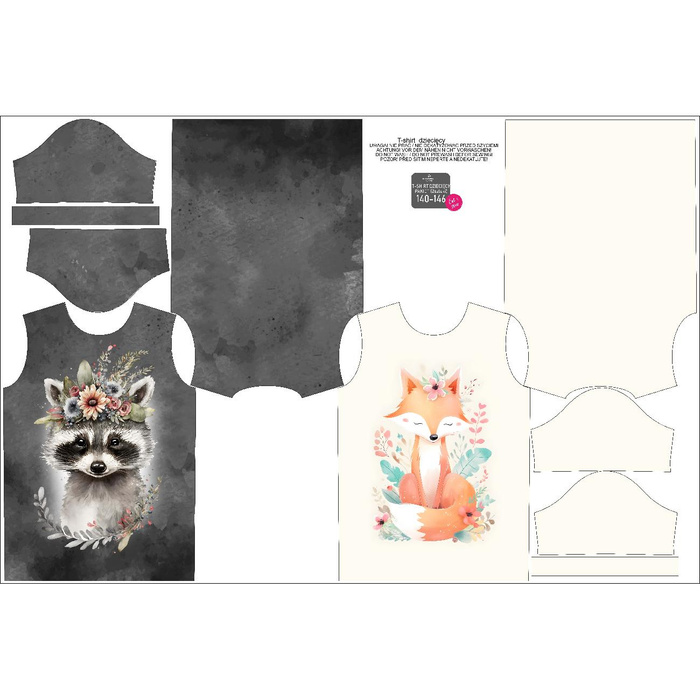 2-PACK - KID’S T-SHIRT - BABY ANIMALS pat. 2 - sewing set (104/110)