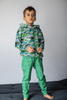 Children's tracksuit (OSLO) - COMIC BOOK (green - blue) - looped knit fabric (86/92)