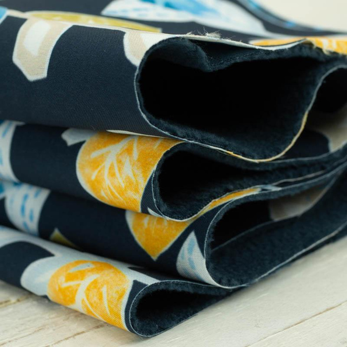 GEOMETRICKÉ KVĚTY / navy - softshell