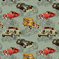 OLD CARS wz. 3 - tkanina bawełniana