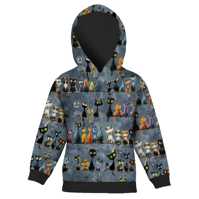 KID'S HOODIE (ALEX) - ANIMALS PAT.12 - looped knit fabric (98/104)