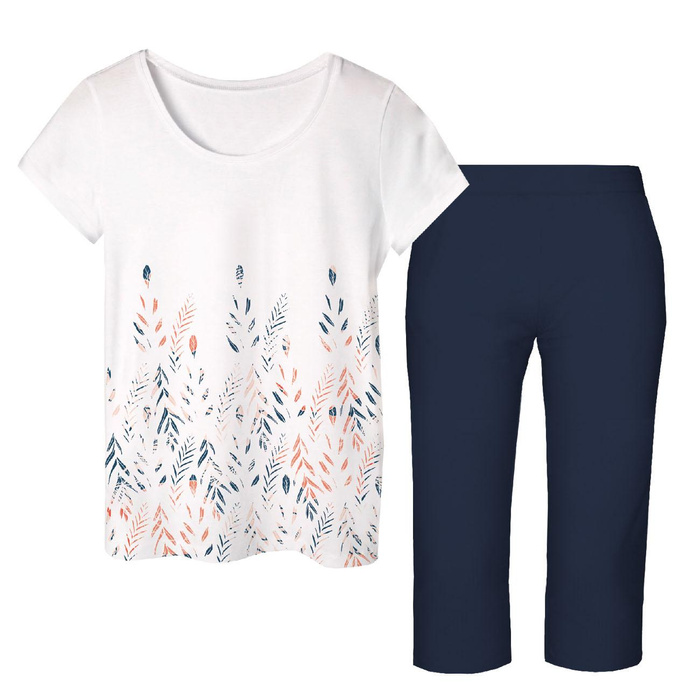 PAJAMAS-T-SHIRT - LEAVES pat. 3 - XXL