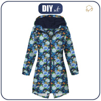 WOMEN'S PARKA (ANNA) - KINGFISHERS AND LILACS (KINGFISHERS IN THE MEADOW) / navy - softshell M
