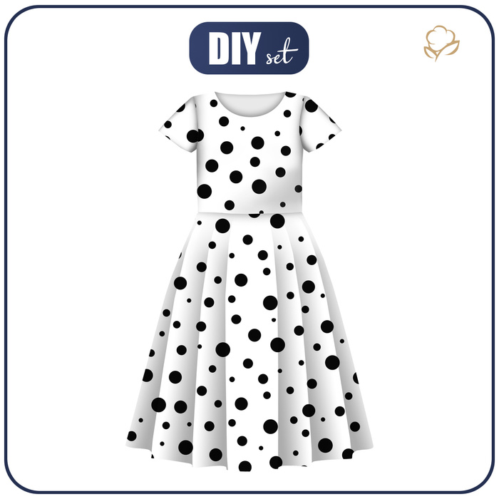 Dziecięca sukienka “Mia” (122/128) - BLACK DOTS - zestaw do uszycia