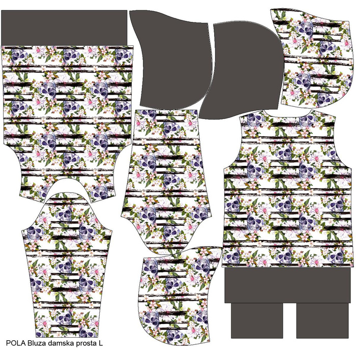 CLASSIC WOMEN’S HOODIE (POLA) - SKULLS ON STRIPES - looped knit fabric - M