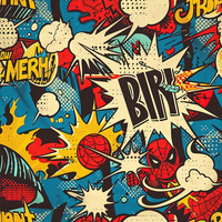 RETRO COMICS Vz.1 - teplákovina počesaná s elastanem ITY