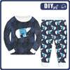 KINDERPYJAMAS "MIKI" - WEISSE BÄR IN PULLI / navy (VERZAUBERTER WINTER) - Nähset