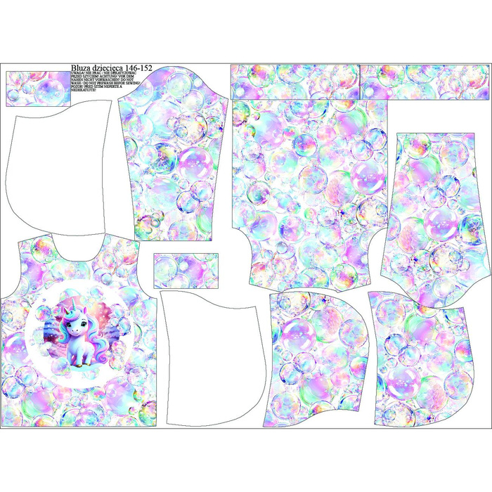 KID'S HOODIE (ALEX) - SWEET UNICORN - looped knit fabric (98/104)