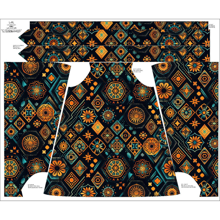 DRESS "DALIA"  MINI (S-M) - MANDALA pat. 5 / emerald - sewing set 