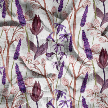 LAVENDER pat. 2 (BLOOMING MEADOW) - Cotton muslin