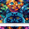 COLORFUL CATS- Polster- Velours