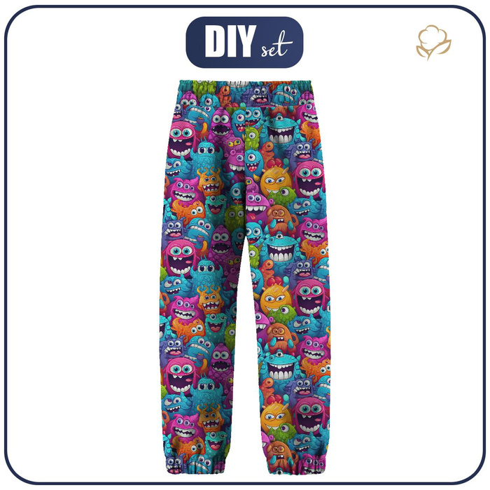 CHILDREN'S SOFTSHELL TROUSERS (YETI) - CRAZY MONSTERS PAT. 3 - sewing set (146/152)