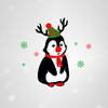 PENGUIN REINDEER / red - panel looped knit 