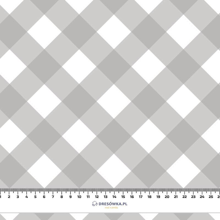 DIAGONALES KARO / grau -  French Terry mit Elasthan