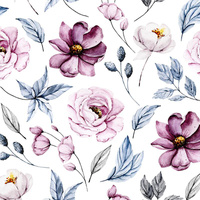 WATERCOLOR BOUQUET Pat. 1 - Cotton muslin