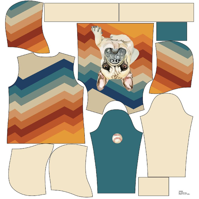 CLASSIC WOMEN’S HOODIE (POLA) - BULLDOG / STRIPES - looped knit fabric 