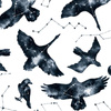 GALACTIC BIRDS (GALACTIC ANIMALS) - Cotton woven fabric