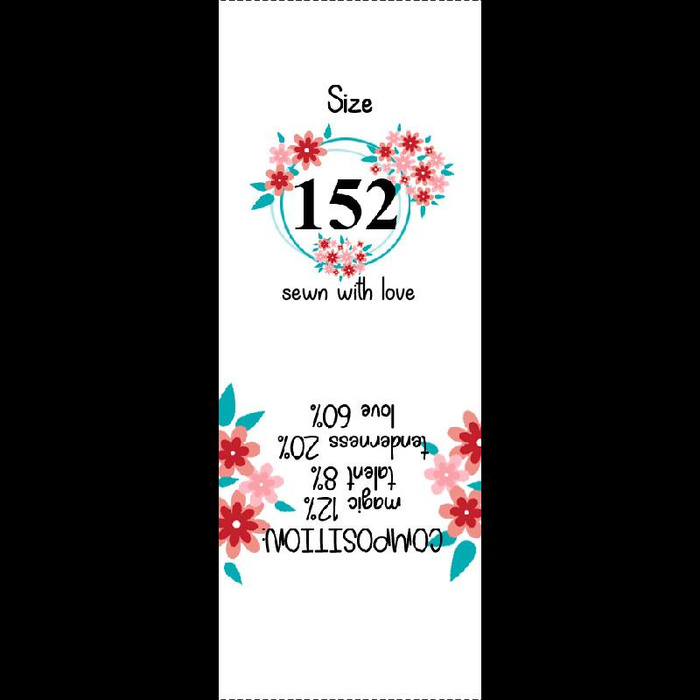 Mädchen Textillabel "BLUMEN" EN - 9 Stck Set / Größe nach Wahl