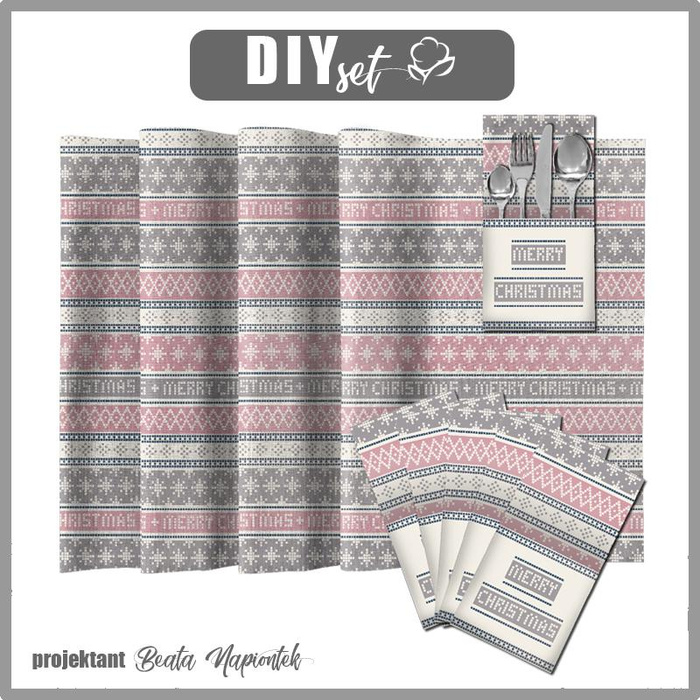 NAPKINS AND RUNNER - MERRY CHRISTMAS PAT. 1 (NORWEGIAN PATTERNS) - sewing set