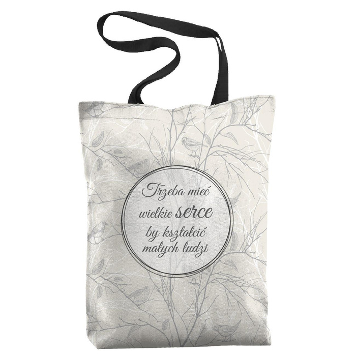 SHOPPER BAG -  Trzeba mieć wielkie serce, by kształcić małych ludzi / birds - Cotton woven fabric - sewing set