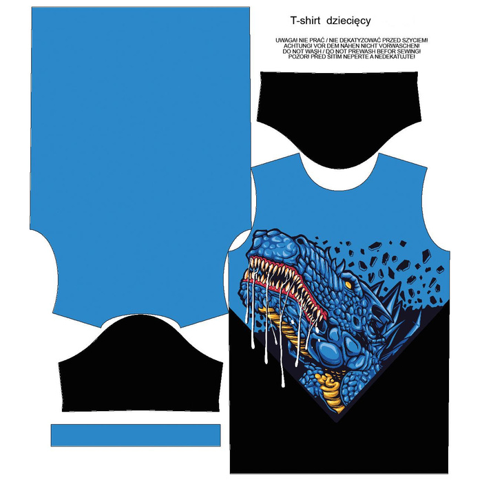 KID’S T-SHIRT - BLUE DRAGON PAT. 2 / black - Single Jersey ITY (128/134)