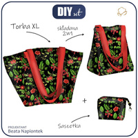 XL bag with in-bag pouch 2 in 1 - MINI RED GARDEN (PARADISE GARDEN) - sewing set