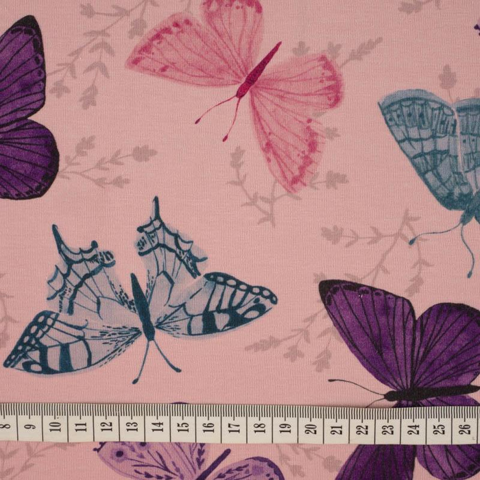 BUTTERFLIES PAT. 5 (PURPLE BUTTERFLIES) / B-05 rose quartz - Single Jersey 