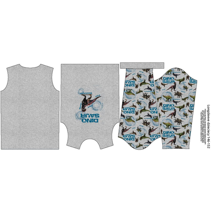 LONGSLEEVE - DINO VISIER / melange hellgrau  - Single Jersey (146/152)