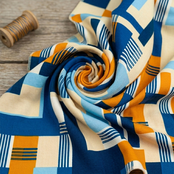 RETRO GEOMETRIC WZ. 3 - Cotton woven fabric