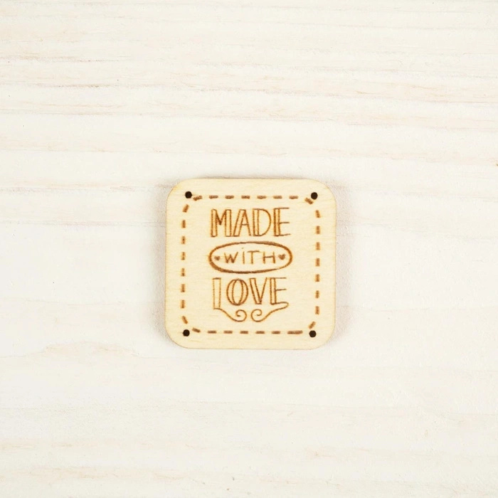 Holzetikett - MADE WITH LOVE / M. 4 - 1 stk