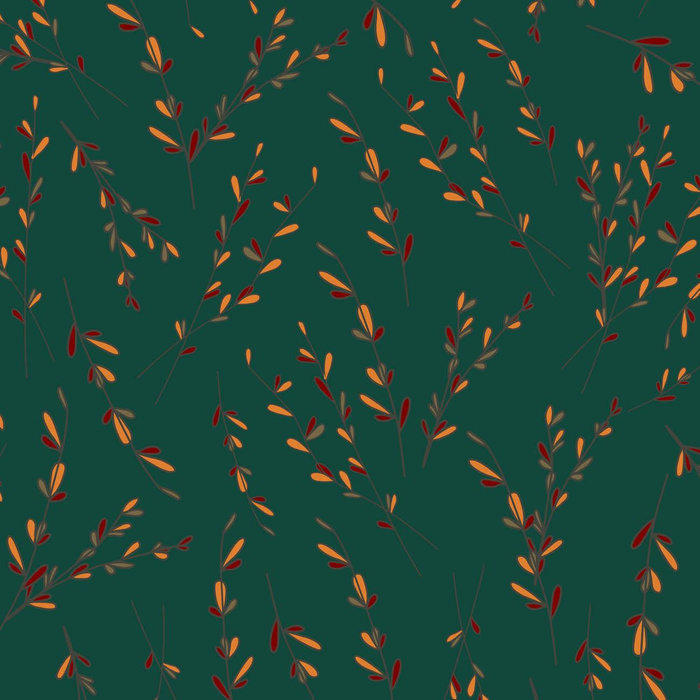 AUTUMN TWIGS / bottle green (RED PANDA’S AUTUMN)