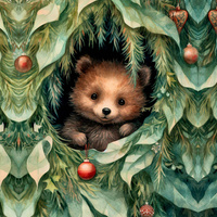 VINTAGE CHRISTMAS BEAR - panel (60cm x 50cm) Waterproof woven fabric