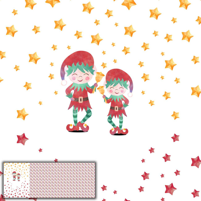 ELVES WITH BELLS (CHRISTMAS FRIENDS) - PANORAMIC PANEL (60 x 155cm)