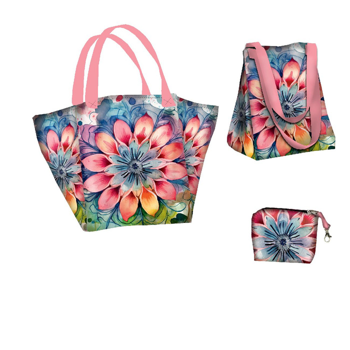 Taška XL s sáčkem 2 v 1 - WATERCOLOR FLORAL VZ. 5 - sada siti