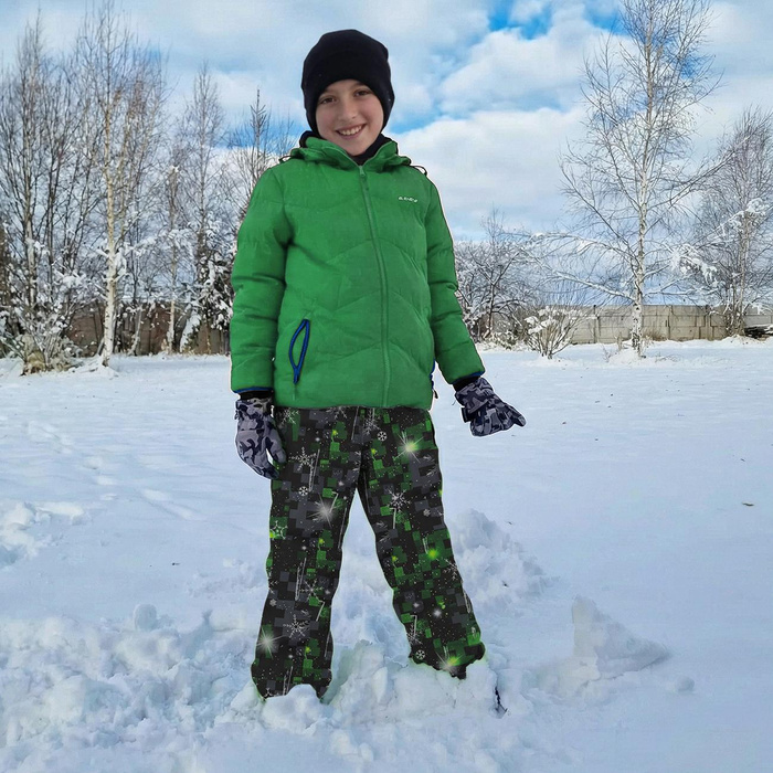 CHILDREN'S SOFTSHELL TROUSERS (YETI) - WINTER PIXEL PAT.2 - sewing set (134/140)