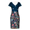 Blumen ms. 2 / marineblau - Kleid-Panel krepp