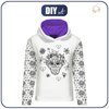 CLASSIC WOMEN’S HOODIE (POLA) - SKULLS CONTOUR pat. 2 (DIA DE LOS MUERTOS) - looped knit fabric 
