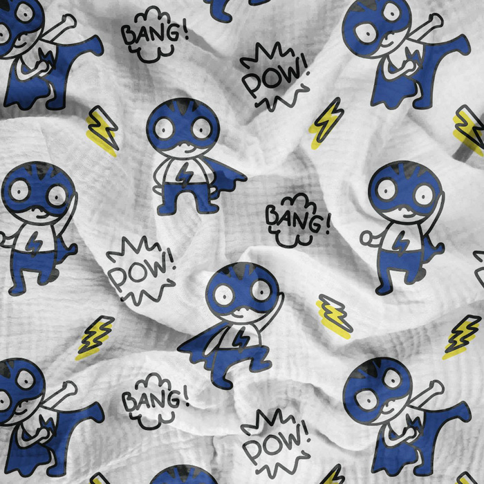 SUPERHERO / blau - Baumwoll Musselin
