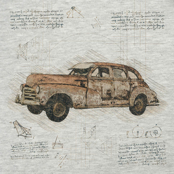 RETRO CAR PAT. 1 / M-01 melange light grey - panel (75cm x 80cm)