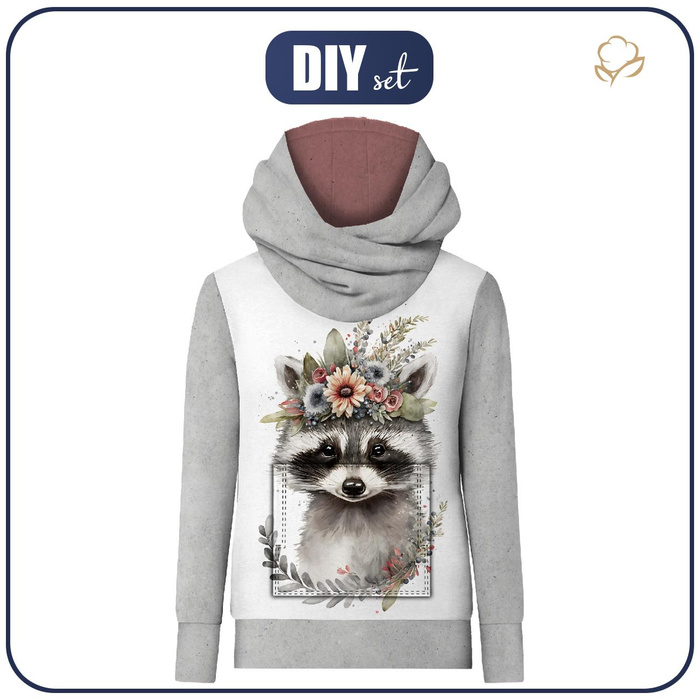 Unisex mikina s kapucí (HYDRA) - BABY RACCOON - Sada šití XXL