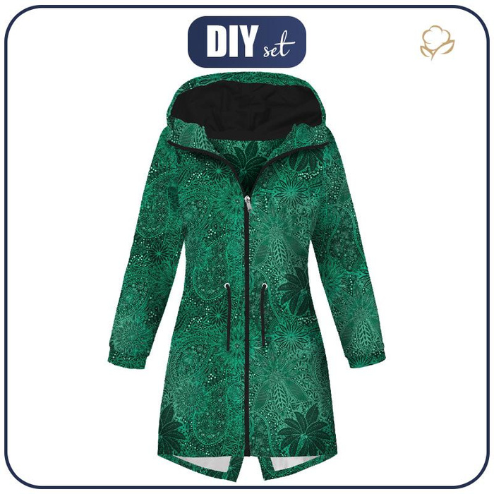 DÁMSKÁ BUNDA PARKA (ANNA) - ZELENÝ PROLAMOVANÝ VZOR - softshell XL