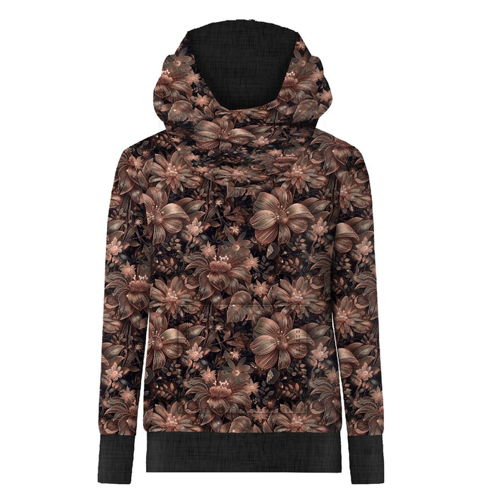 UNISEX HOODIE (HYDRA) - FLOWERS WZ.10/ Mocha Mousse - sewing set (86/92)